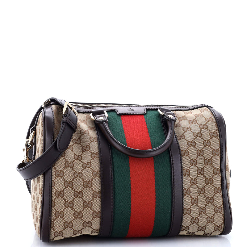 Gucci Vintage Web Boston Bag Gg Canvas