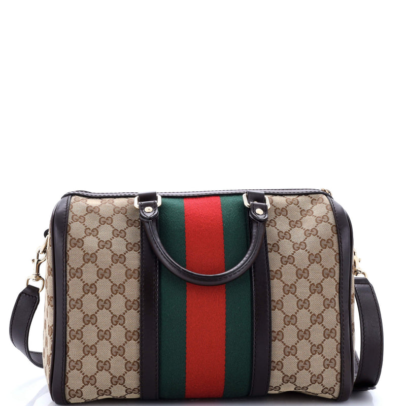 Gucci Vintage Web Boston Bag Gg Canvas