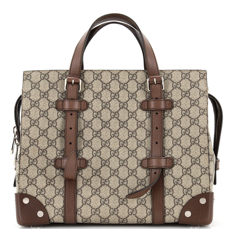 Gucci Buckle Travel Tote Gg Coated