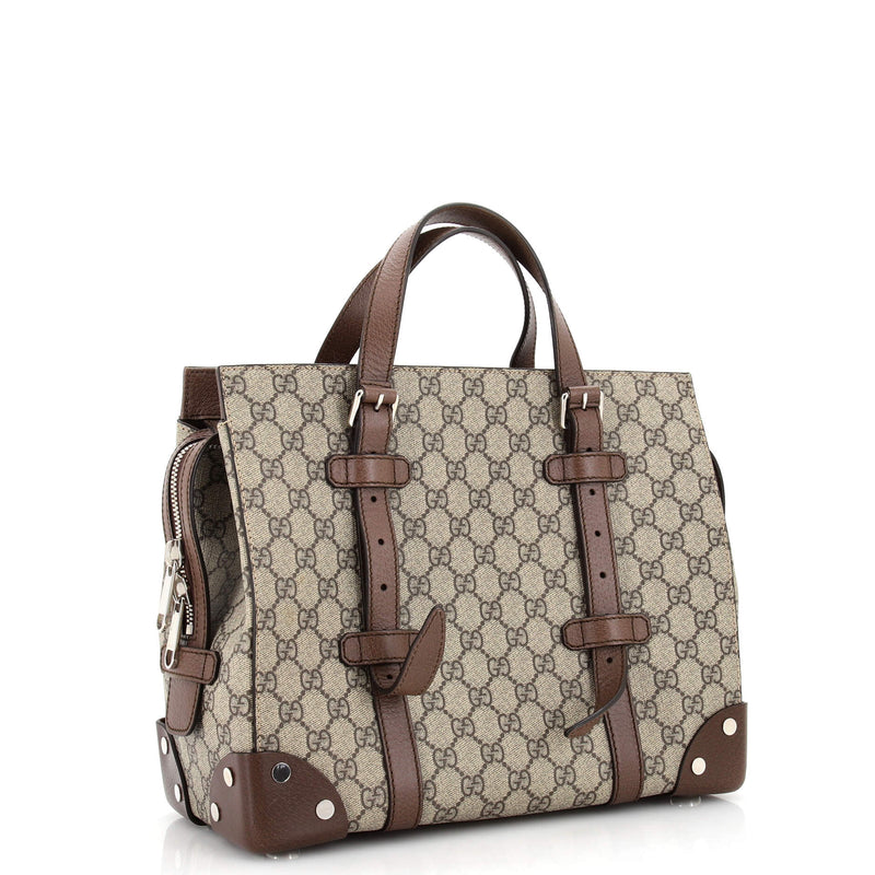 Gucci Buckle Travel Tote Gg Coated