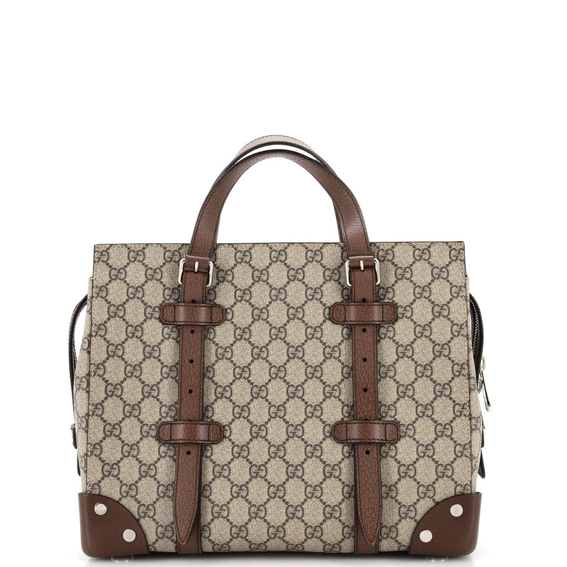 Gucci Buckle Travel Tote Gg Coated