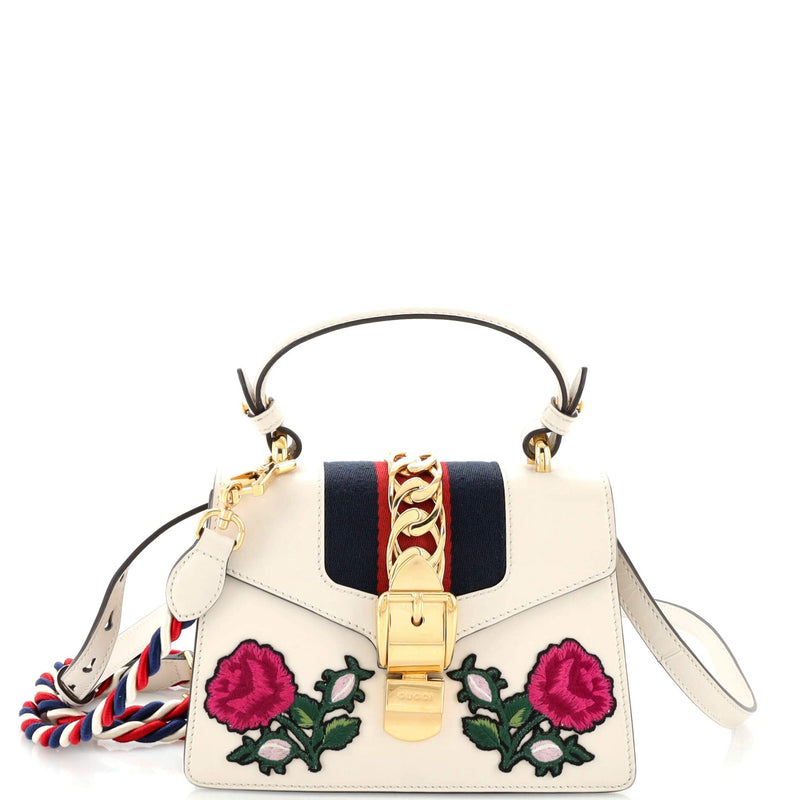 Gucci Sylvie Top Handle Bag Embroidered