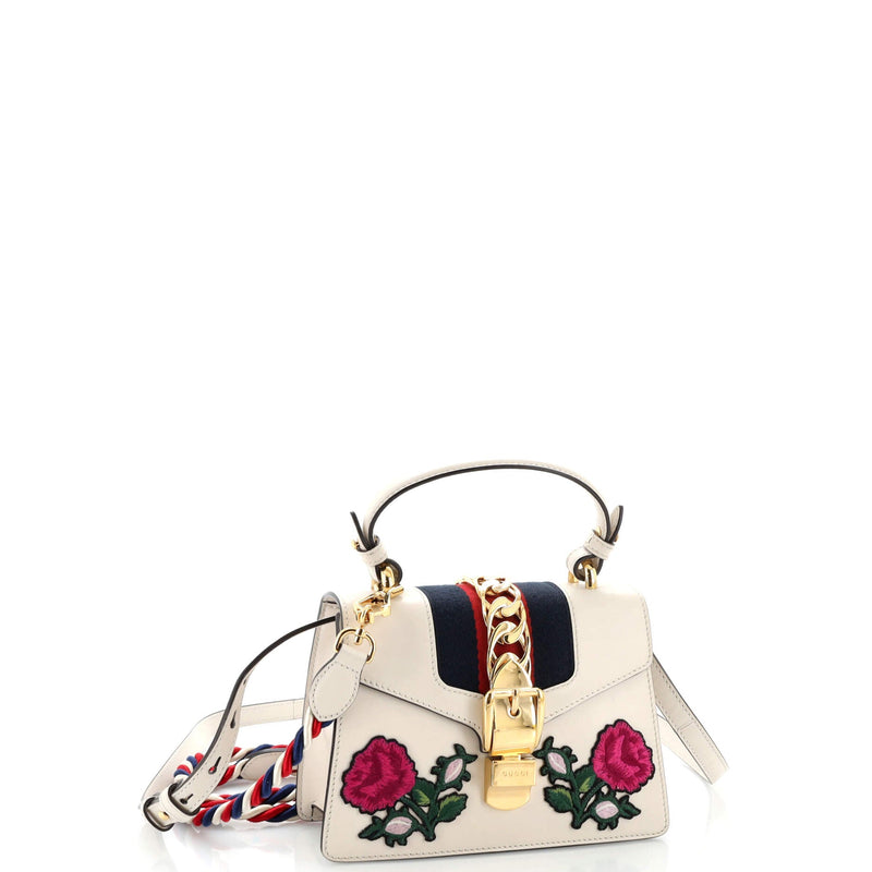 Gucci Sylvie Top Handle Bag Embroidered