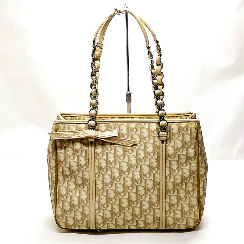 Christian Dior Shoulder Bag Beige Pvc