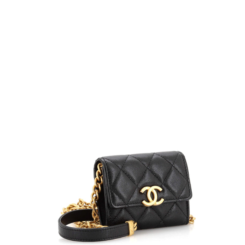 Chanel Plate Logo Cc Flap Card Holder On