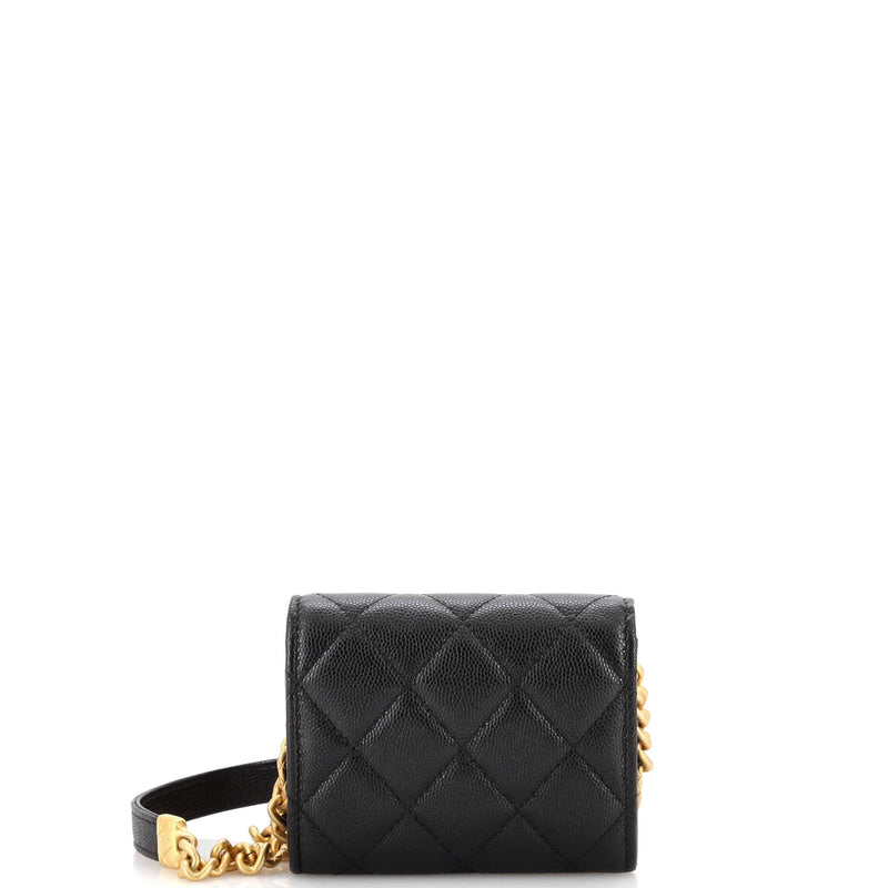 Chanel Plate Logo Cc Flap Card Holder On