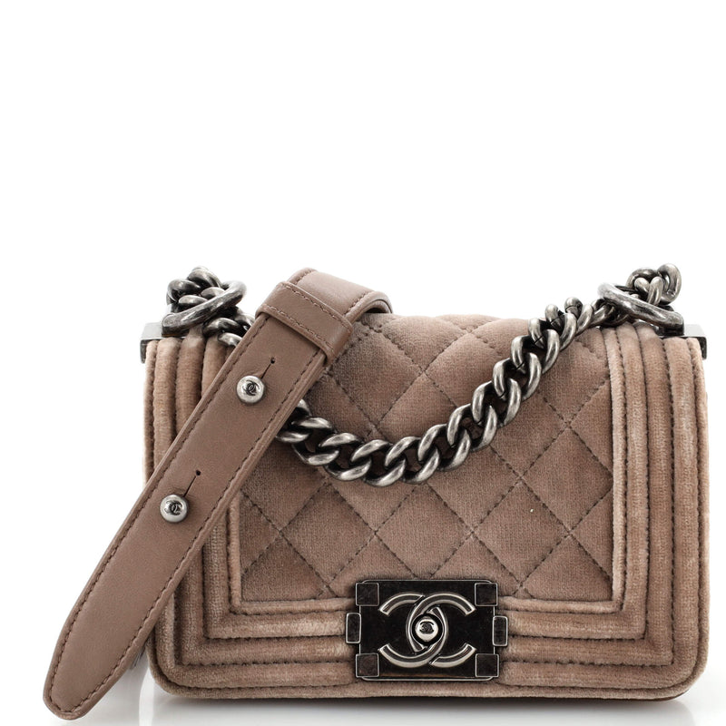 Chanel Boy Flap Bag Quilted Velvet Mini