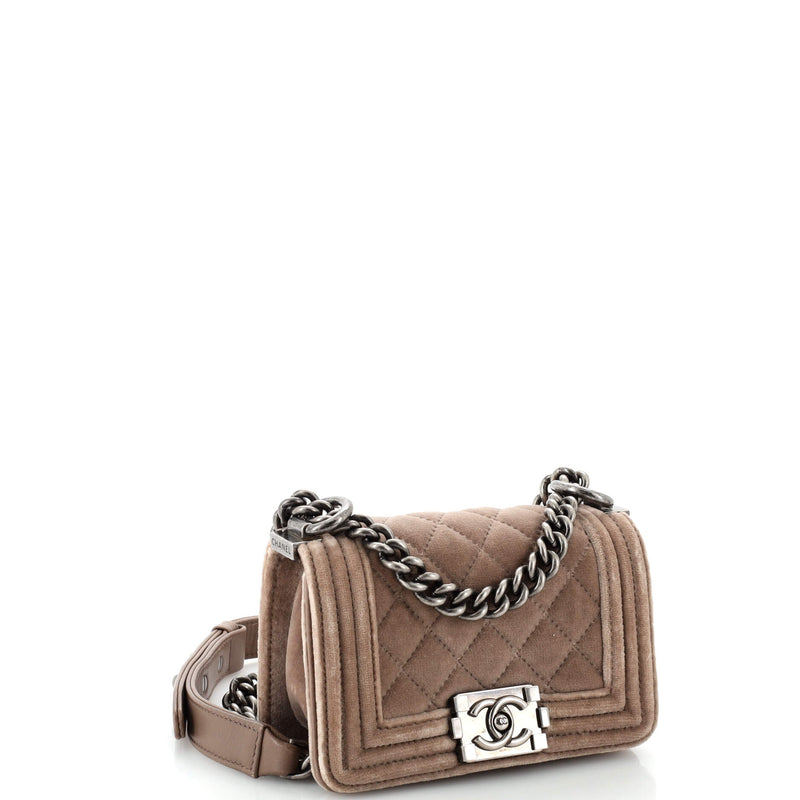 Chanel Boy Flap Bag Quilted Velvet Mini