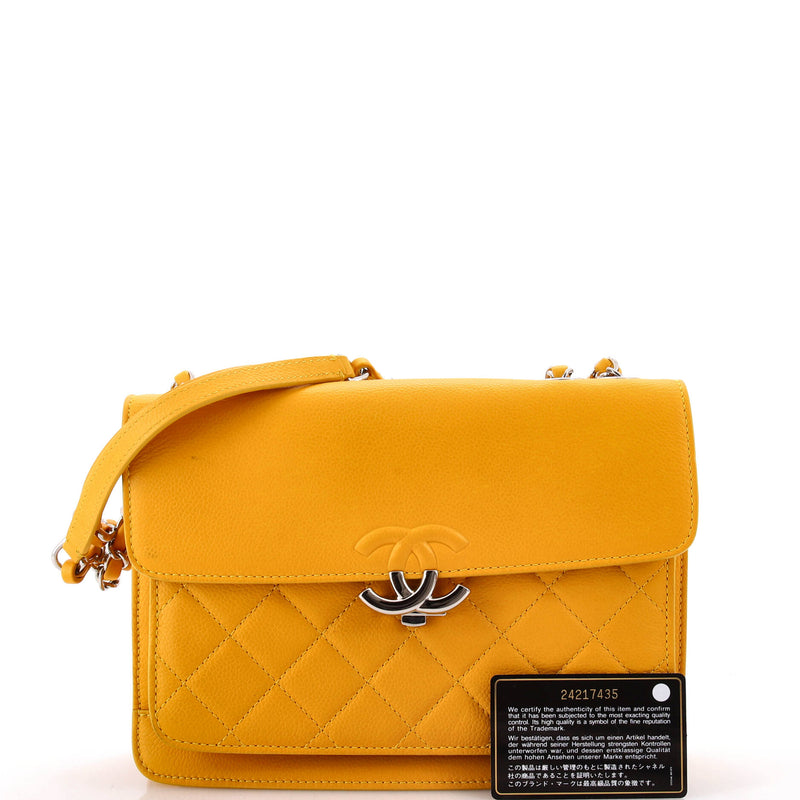 Chanel Cc Box Flap Bag Quilted Caviar