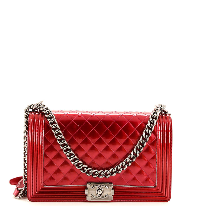 Chanel Boy Flap Bag Quilted Patent New