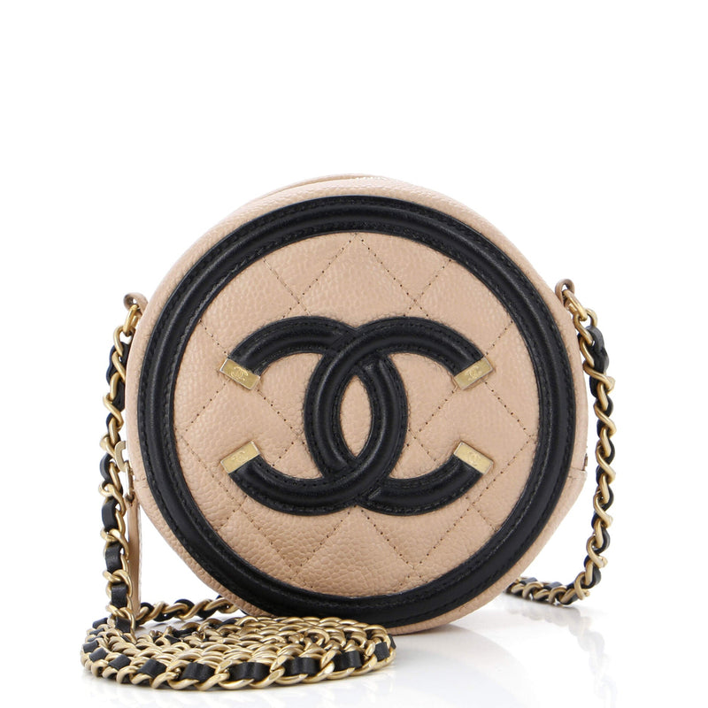 Chanel Filigree Round Clutch With Chain