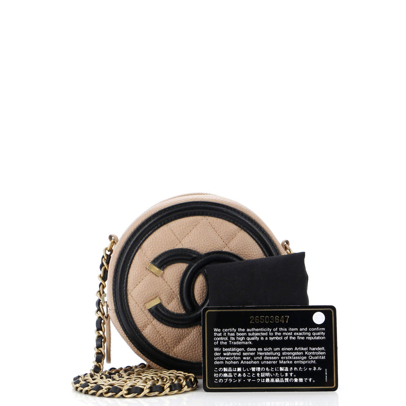 Chanel Filigree Round Clutch With Chain