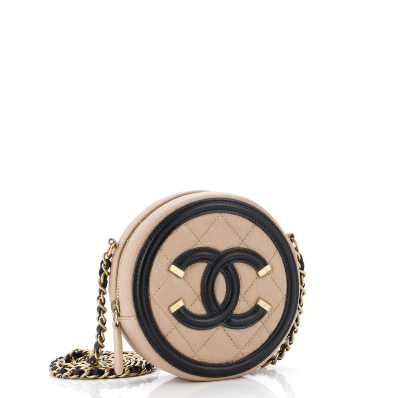 Chanel Filigree Round Clutch With Chain