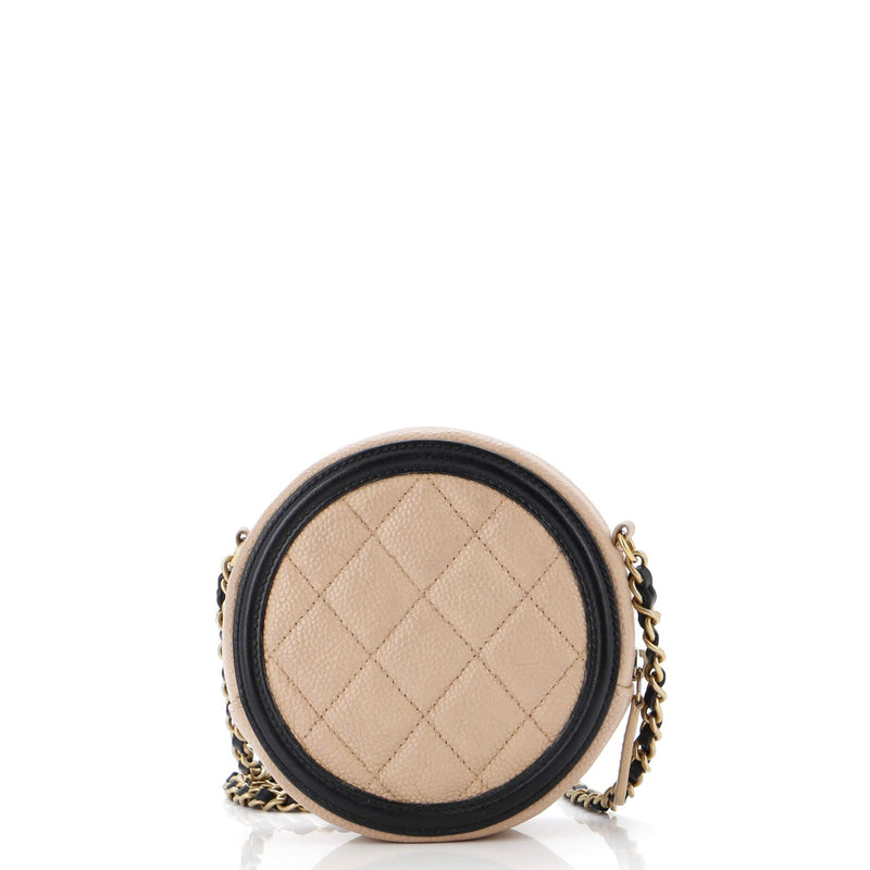 Chanel Filigree Round Clutch With Chain