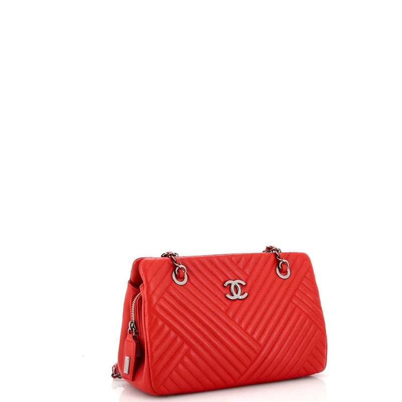 Chanel Cc Crossing Tote Chevron Lambskin