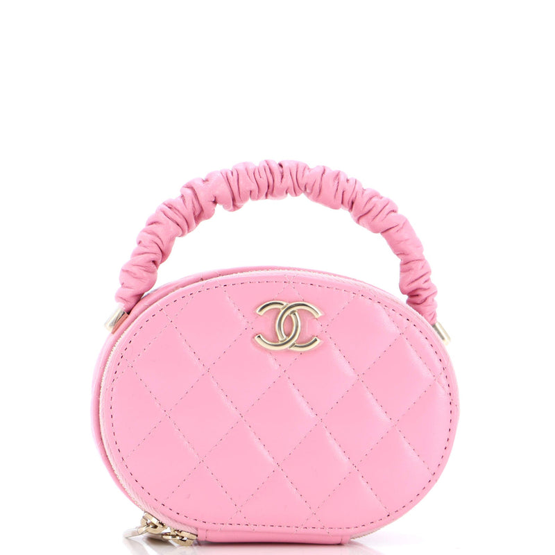 Chanel Cc Ruched Oval Top Handle Quilted