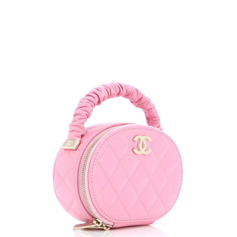 Chanel Cc Ruched Oval Top Handle Quilted