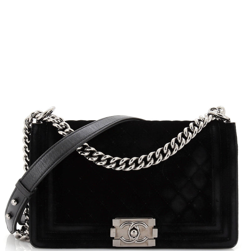 Chanel Boy Flap Bag Quilted Velvet Old