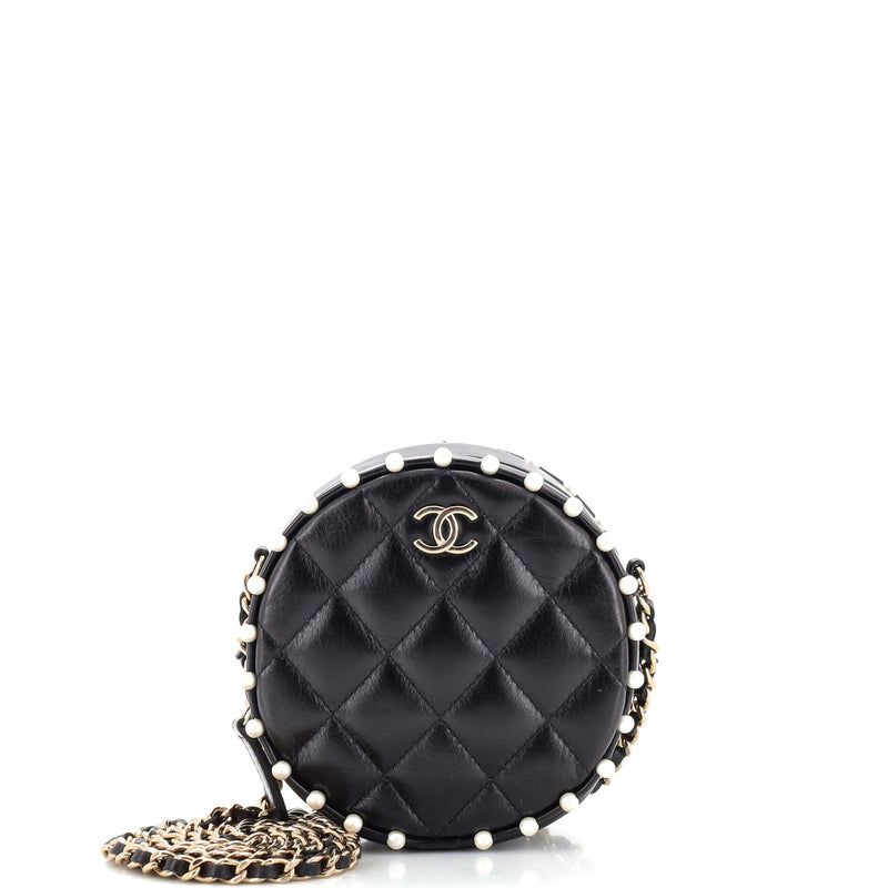 Chanel Round Clutch With Chain Quilted