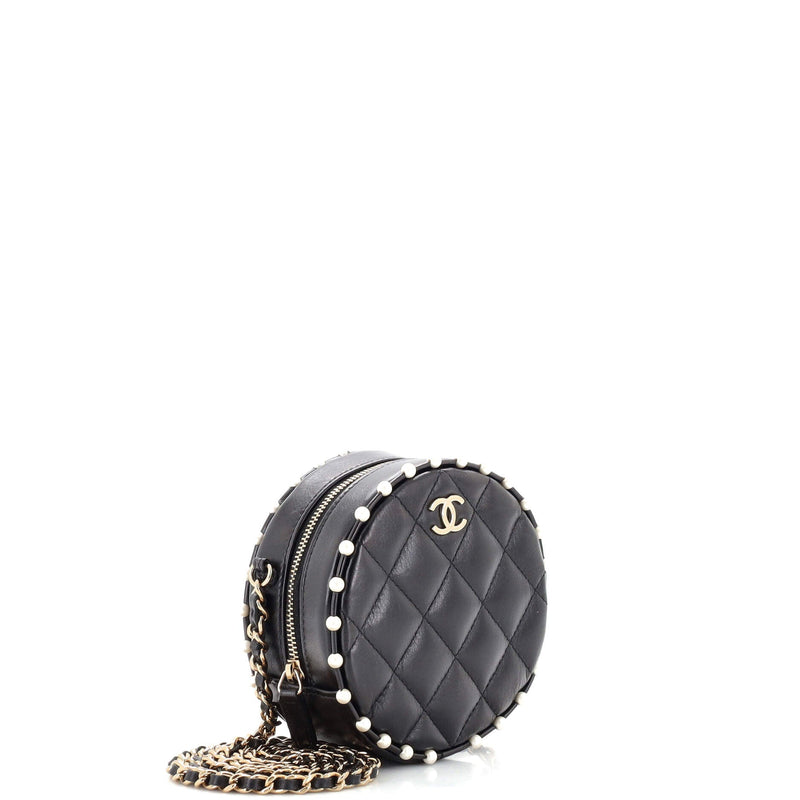 Chanel Round Clutch With Chain Quilted