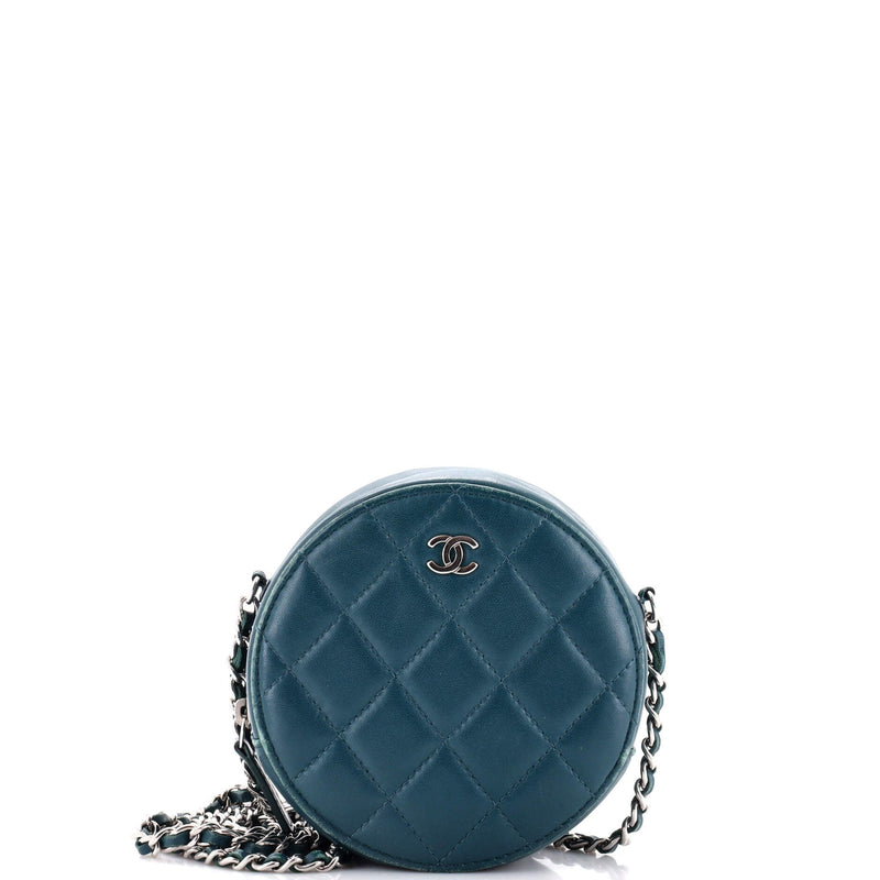 Chanel Round Clutch With Chain Quilted