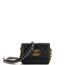 Chanel 19 Card Holder On Chain Quilted