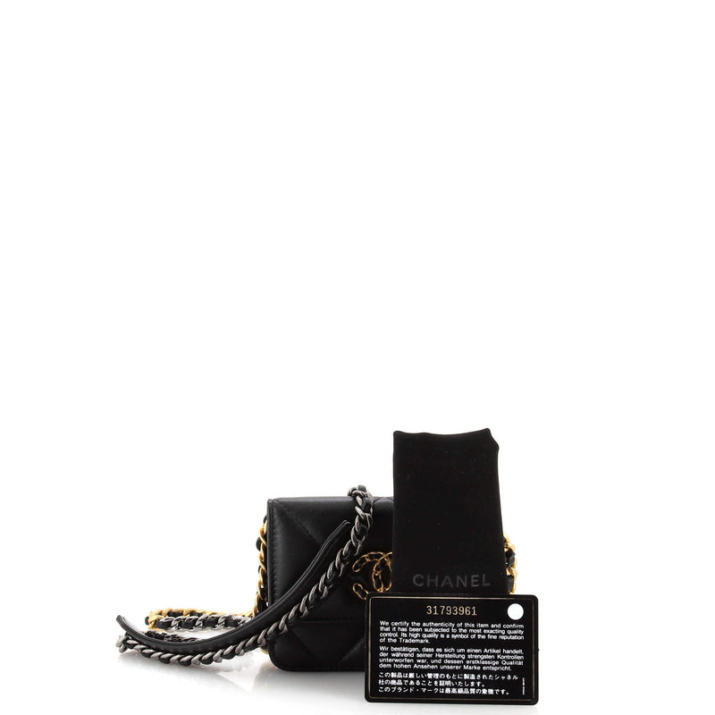 Chanel 19 Card Holder On Chain Quilted