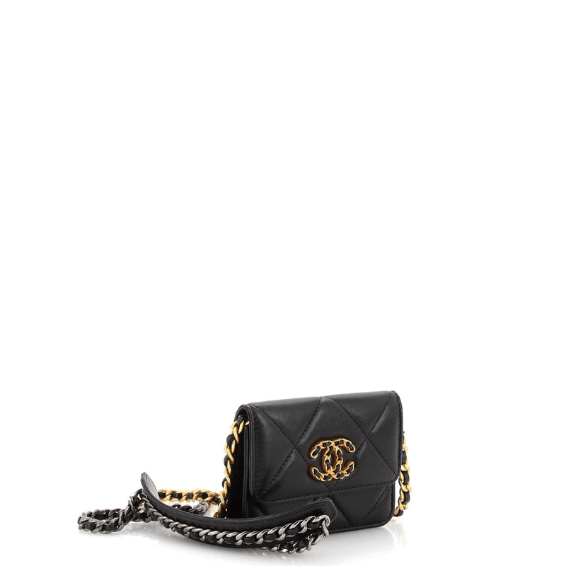 Chanel 19 Card Holder On Chain Quilted