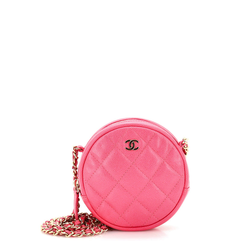 Chanel Round Clutch With Chain Quilted