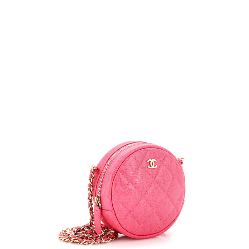 Chanel Round Clutch With Chain Quilted