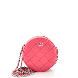 Chanel Round Clutch With Chain Quilted