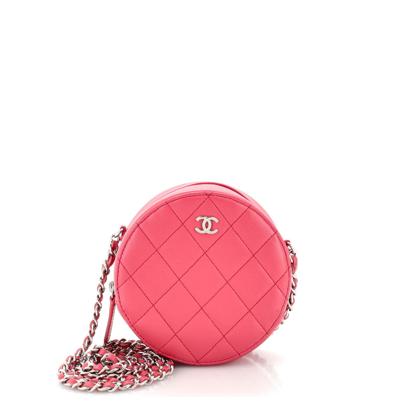 Chanel Round Clutch With Chain Quilted