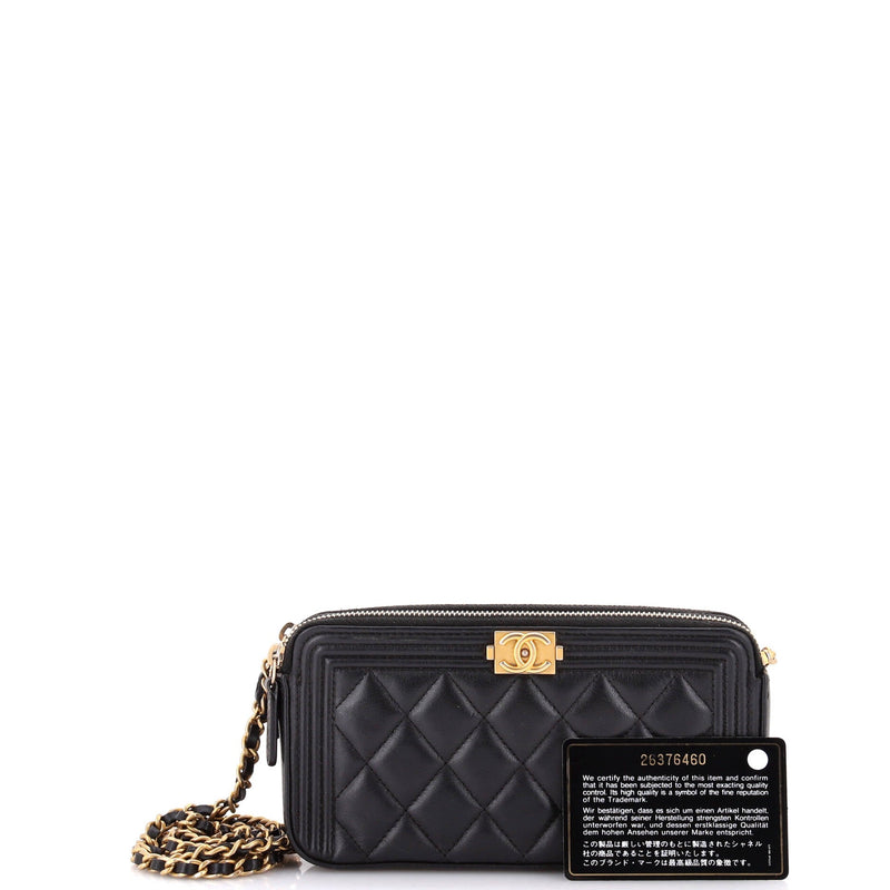 Chanel Boy Double Zip Clutch With Chain