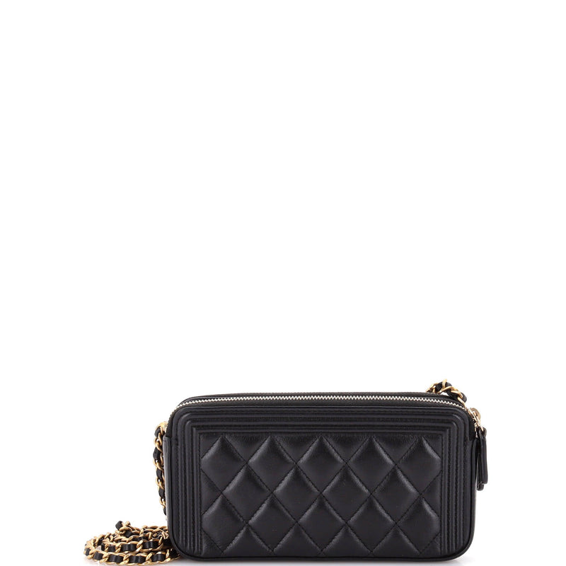 Chanel Boy Double Zip Clutch With Chain