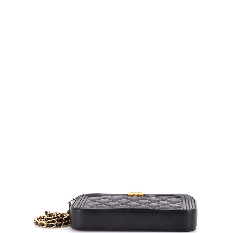 Chanel Boy Double Zip Clutch With Chain