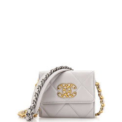 Chanel 19 Card Holder On Chain Quilted