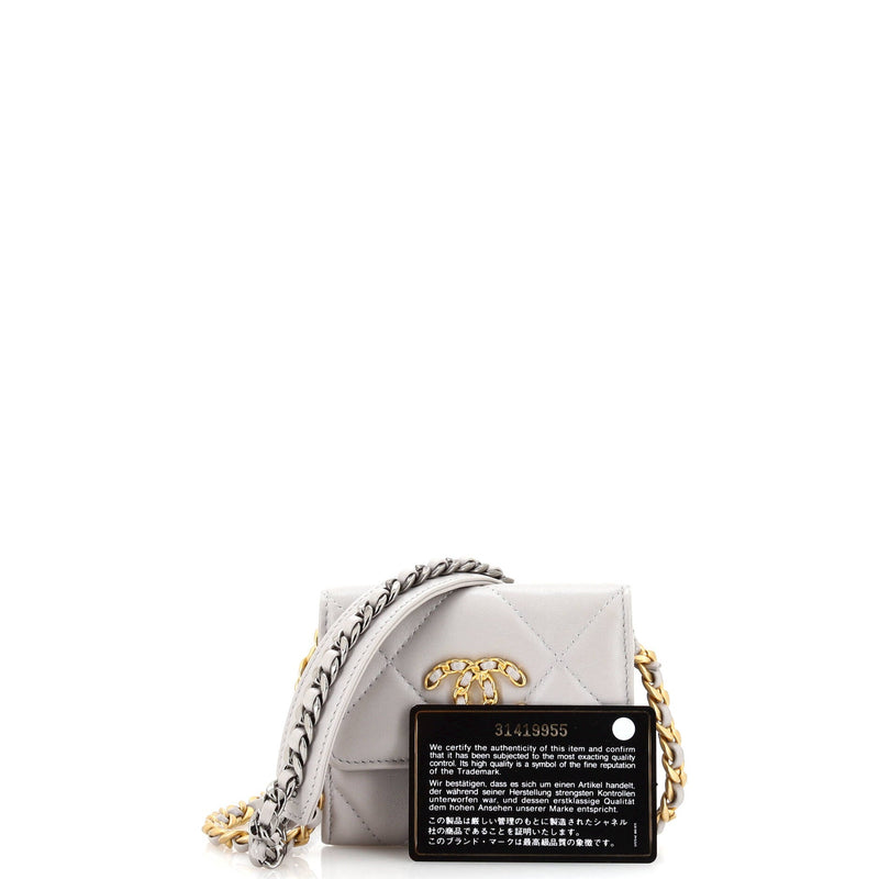 Chanel 19 Card Holder On Chain Quilted