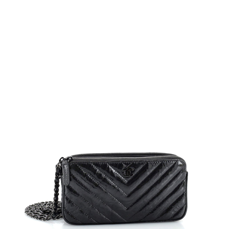 Chanel So Black Double Zip Clutch With