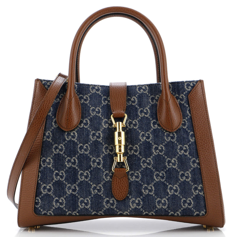 Gucci Jackie Tote Gg Denim And Leather