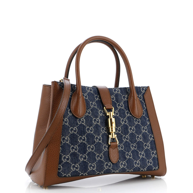 Gucci Jackie Tote Gg Denim And Leather