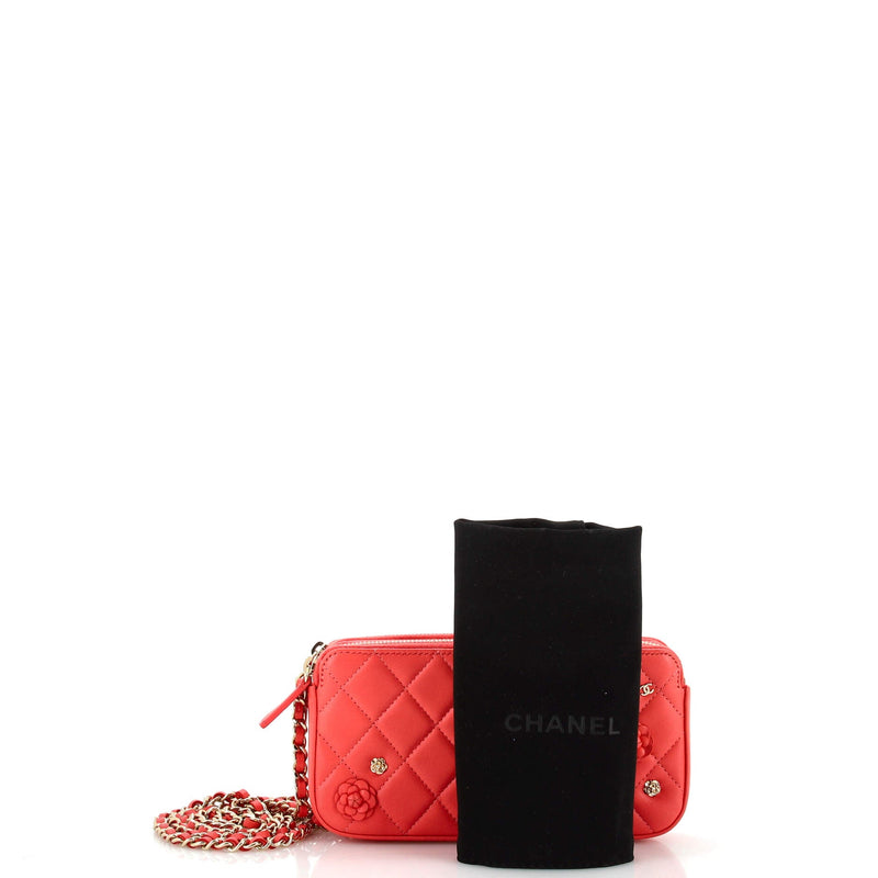 Chanel Camellia Charms Double Zip Clutch