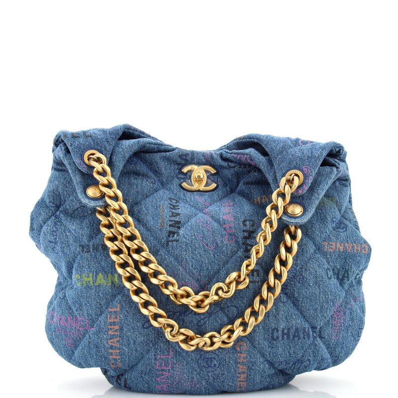 Chanel Denim Mood Hobo Logo Printed