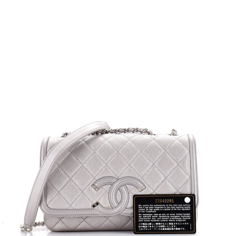 Chanel Filigree Flap Bag Quilted Caviar