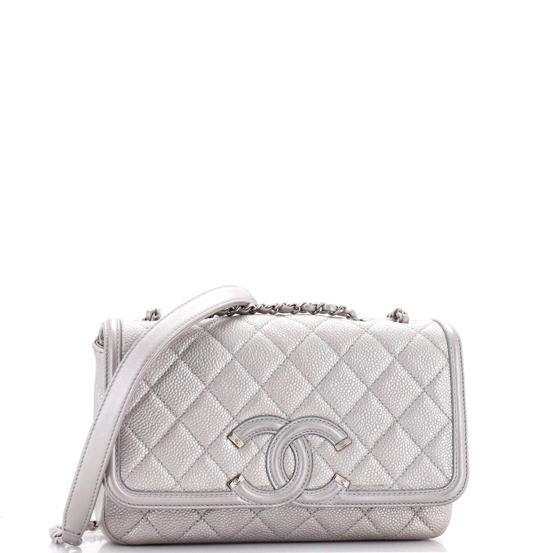 Chanel Filigree Flap Bag Quilted Caviar