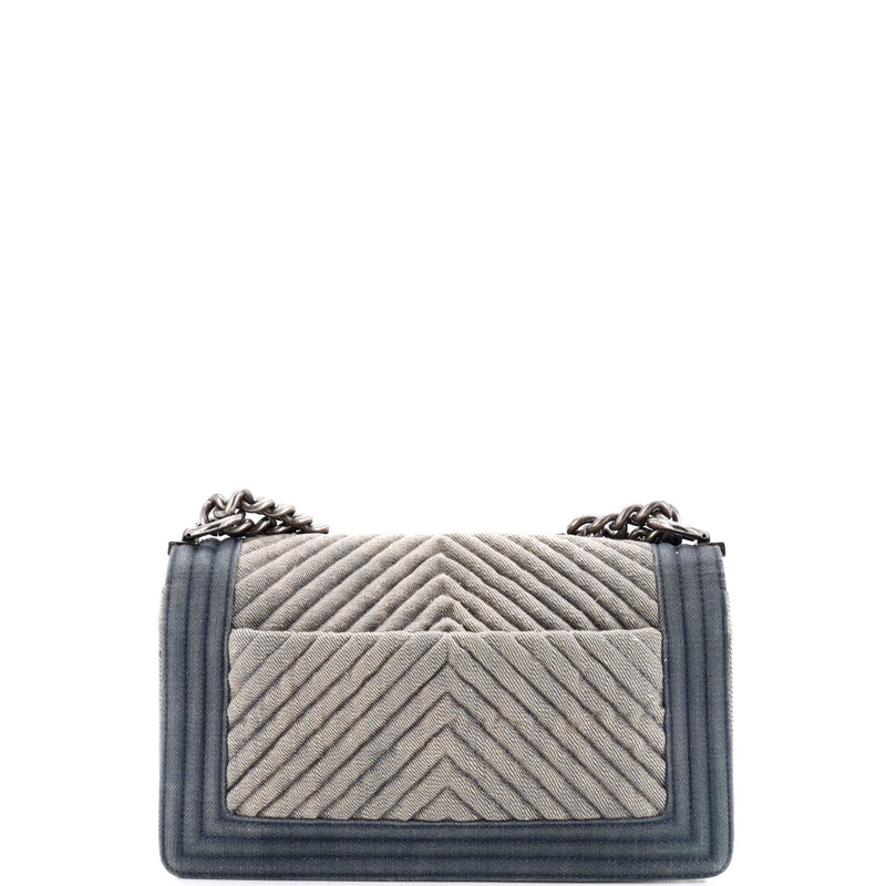 Chanel Boy Flap Bag Chevron Denim Old