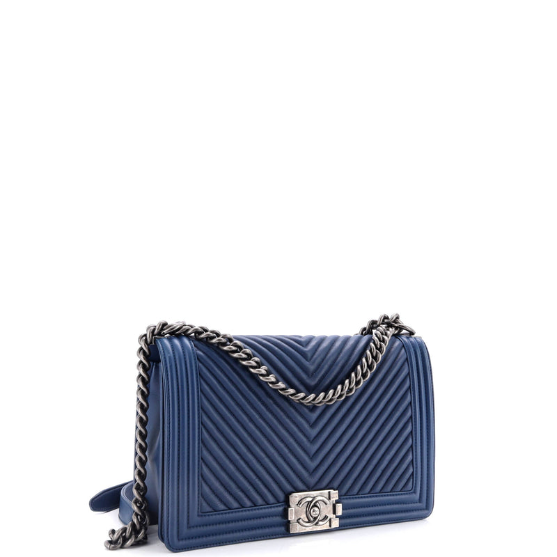 Chanel Boy Flap Bag Chevron Wrinkled