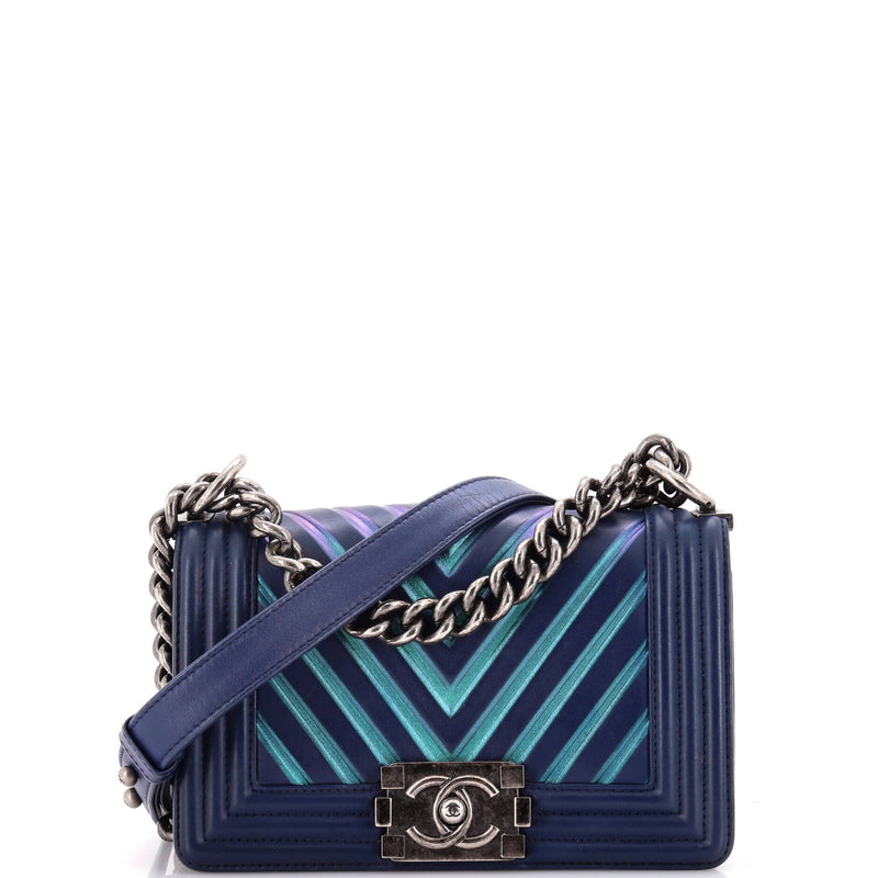 Chanel Boy Flap Bag Chevron Painted