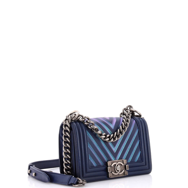 Chanel Boy Flap Bag Chevron Painted