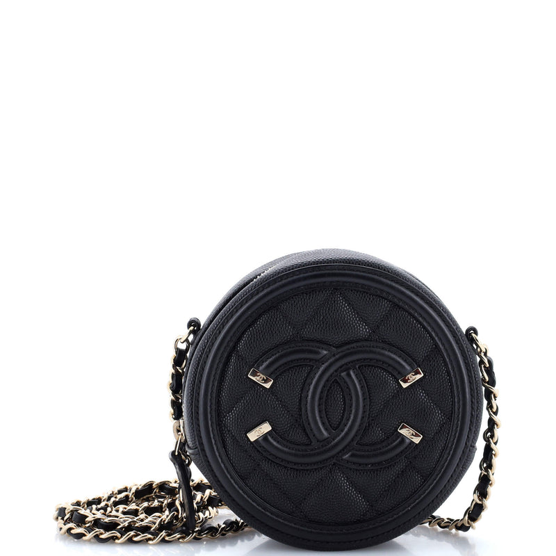 Chanel Filigree Round Clutch With Chain