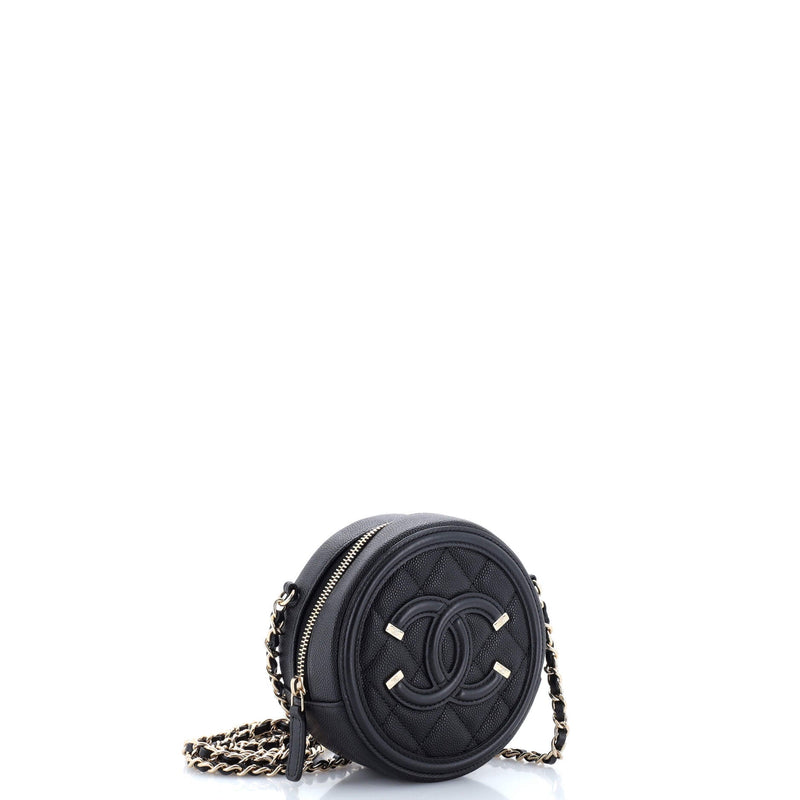 Chanel Filigree Round Clutch With Chain